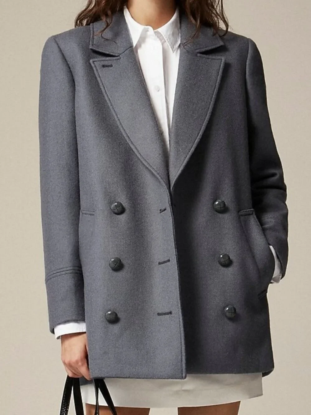 J. Crew Classic peacoat jacket double breasted coat Italian wool blend melton - Picture 1 of 16